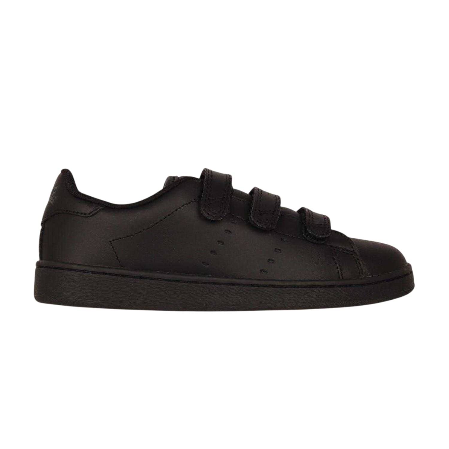 Black - Front - Lonsdale Childrens-Kids Leyton Leather Hook and Loop Flat Trainers
