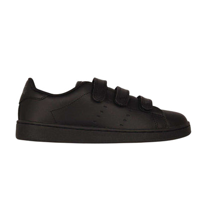 Black - Front - Lonsdale Childrens-Kids Leyton Leather Hook and Loop Flat Trainers