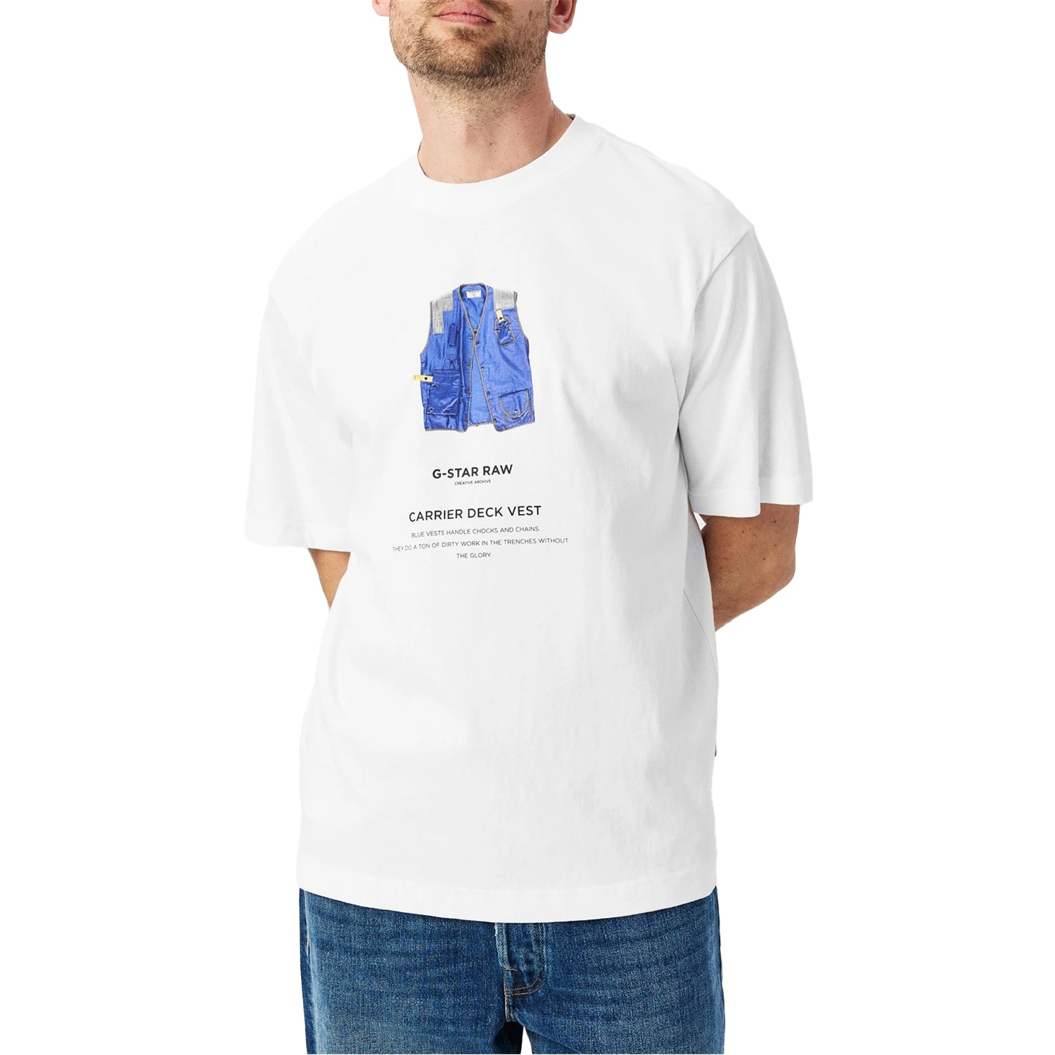 White - Side - G-Star Unisex Adult Firefighter Suit Oversized T-Shirt