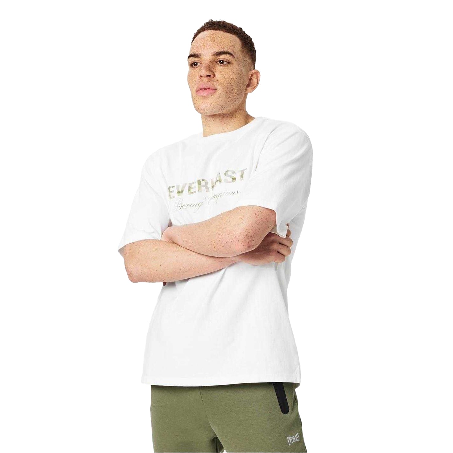 White - Lifestyle - Everlast Mens Camo Logo Relaxed Fit T-Shirt