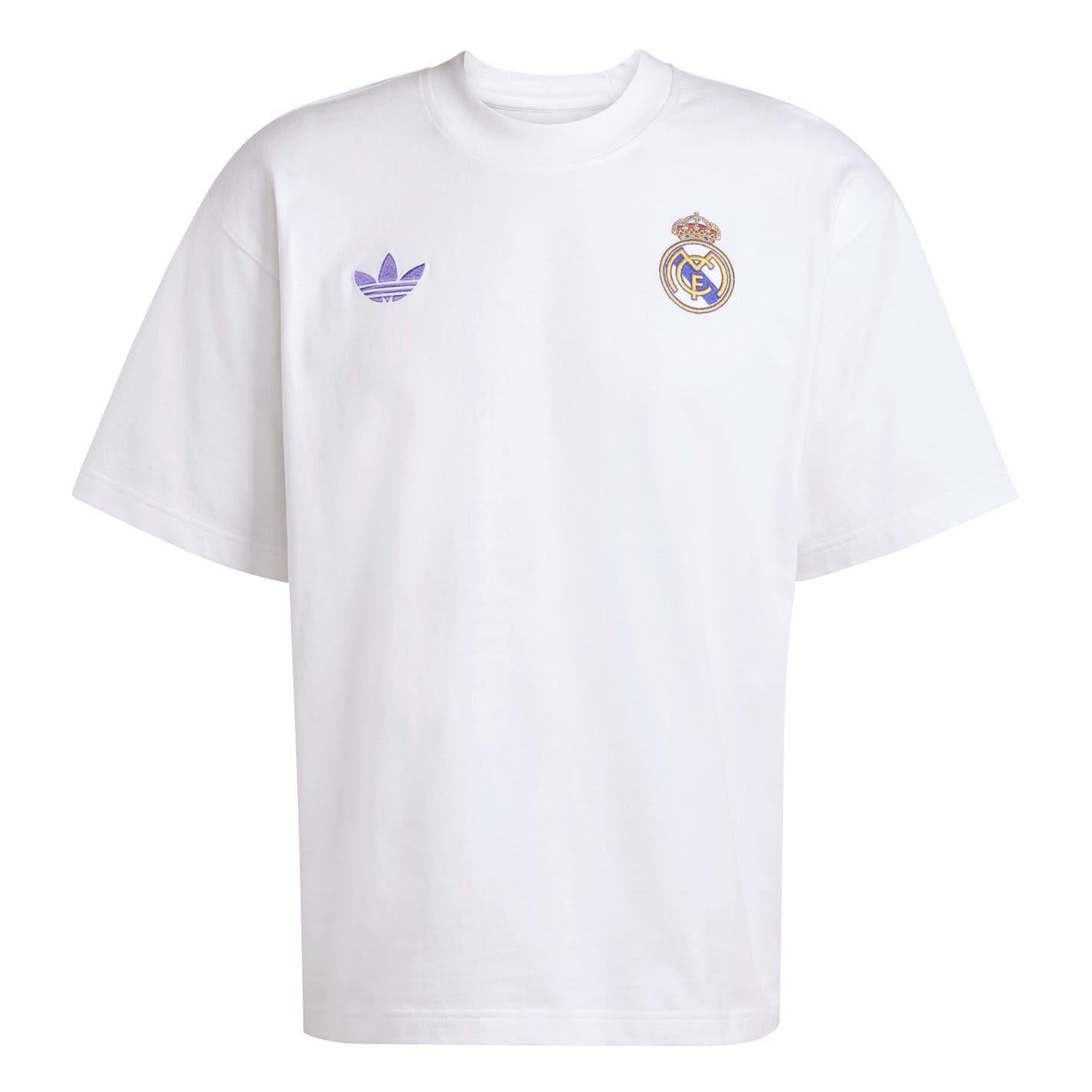 White - Front - Adidas Mens Originals Real Madrid CF T-Shirt