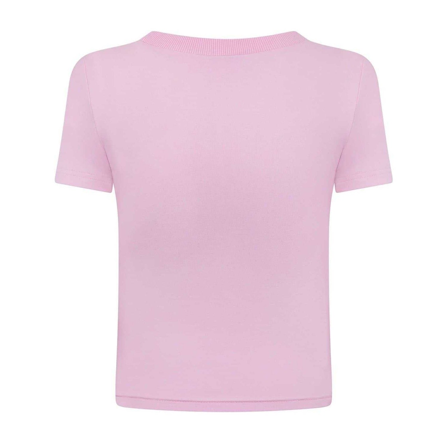 Pink - Back - Daisy Street Womens-Ladies Cherry Crop T-Shirt