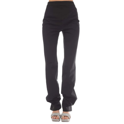 Black - Front - Heron Preston Womens-Ladies Garbardine Stretch Zipped Trousers