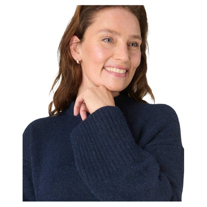 Navy Blue - Side - Sweaty Betty Womens-Ladies Alpine Ribbed Crew Neck Oversized Sweater Top