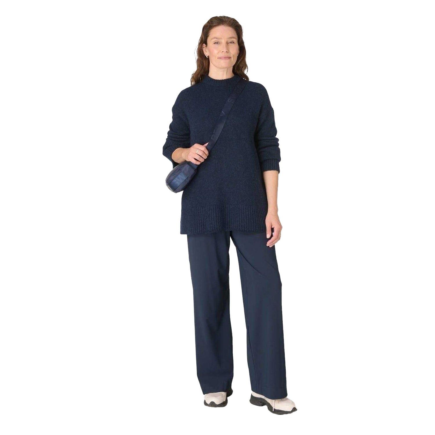 Navy Blue - Lifestyle - Sweaty Betty Womens-Ladies Alpine Ribbed Crew Neck Oversized Sweater Top