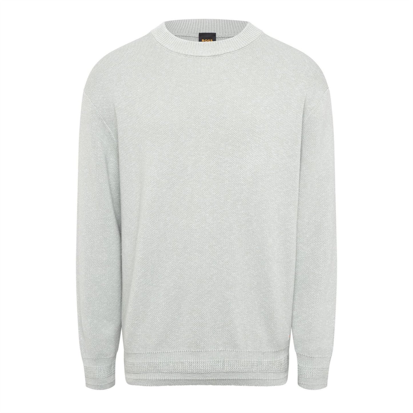 Silver - Front - Boss Mens Kokoage Ribbed Regular Jumper