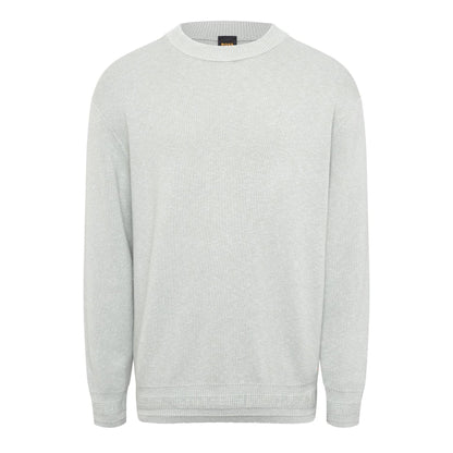 Silver - Front - Boss Mens Kokoage Ribbed Regular Jumper