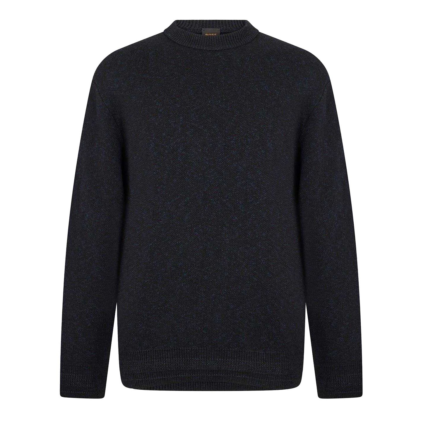 Black - Front - Boss Mens Kokoage Ribbed Regular Jumper