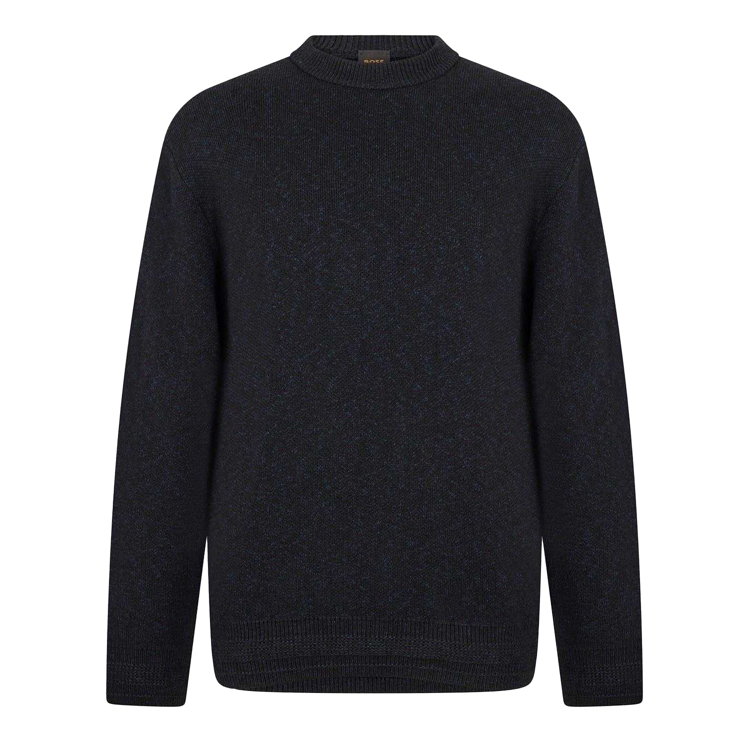 Black - Front - Boss Mens Kokoage Ribbed Regular Jumper