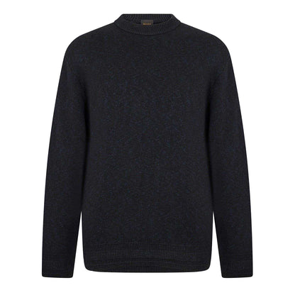 Black - Front - Boss Mens Kokoage Ribbed Regular Jumper