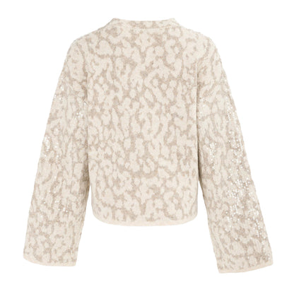 Beige-Grey - Back - Biba Womens-Ladies Leopard Print Jumper