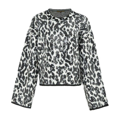 Black-Grey - Front - Biba Womens-Ladies Leopard Print Jumper