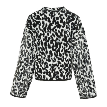 Black-Grey - Back - Biba Womens-Ladies Leopard Print Jumper