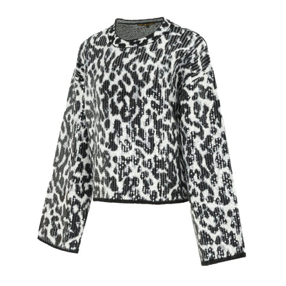 Black-Grey - Side - Biba Womens-Ladies Leopard Print Jumper