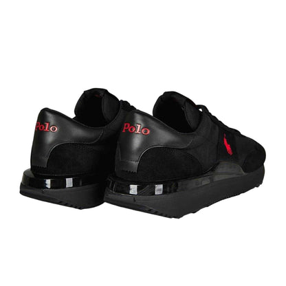 Triple Black - Back - Ralph Lauren Mens Train 89 Embroidered Logo Suede Chunky Platform Trainers