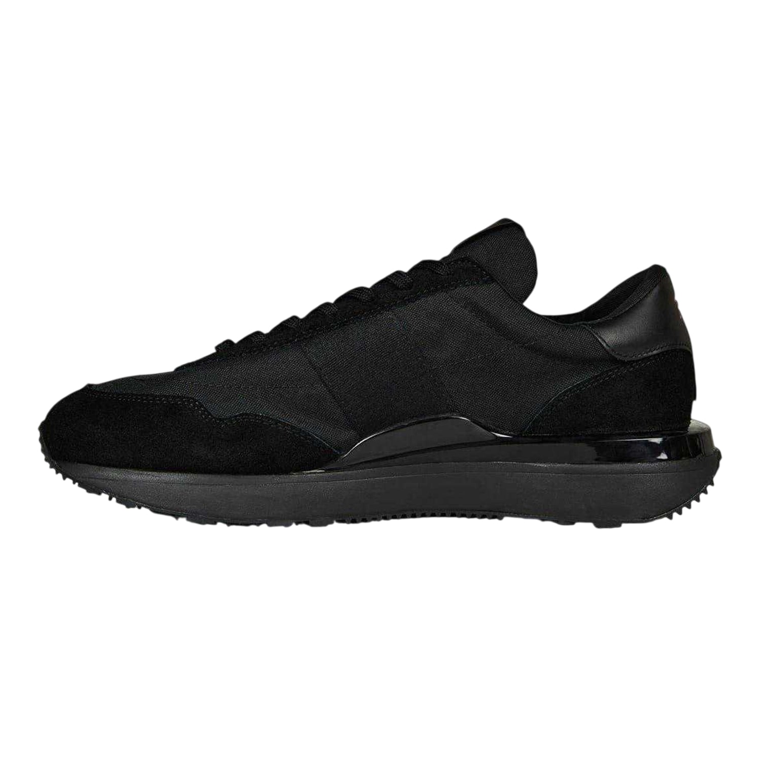 Triple Black - Side - Ralph Lauren Mens Train 89 Embroidered Logo Suede Chunky Platform Trainers