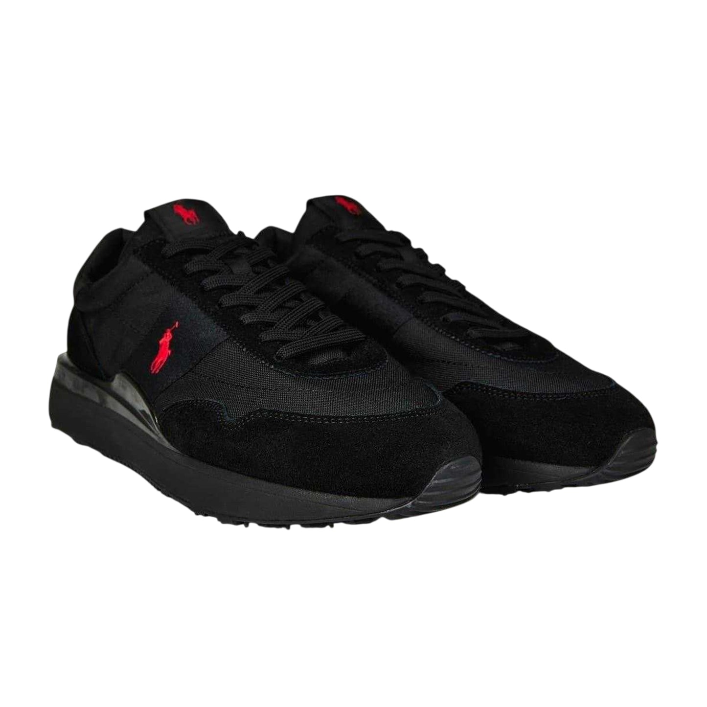 Triple Black - Lifestyle - Ralph Lauren Mens Train 89 Embroidered Logo Suede Chunky Platform Trainers