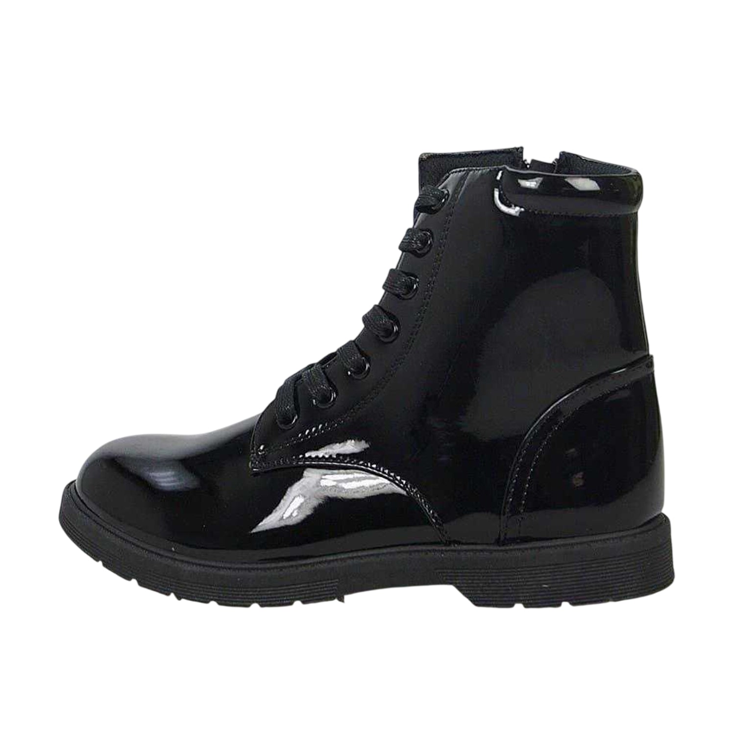 Black - Back - Buckle My Shoe Childrens-Kids Lace Up Ankle Boots