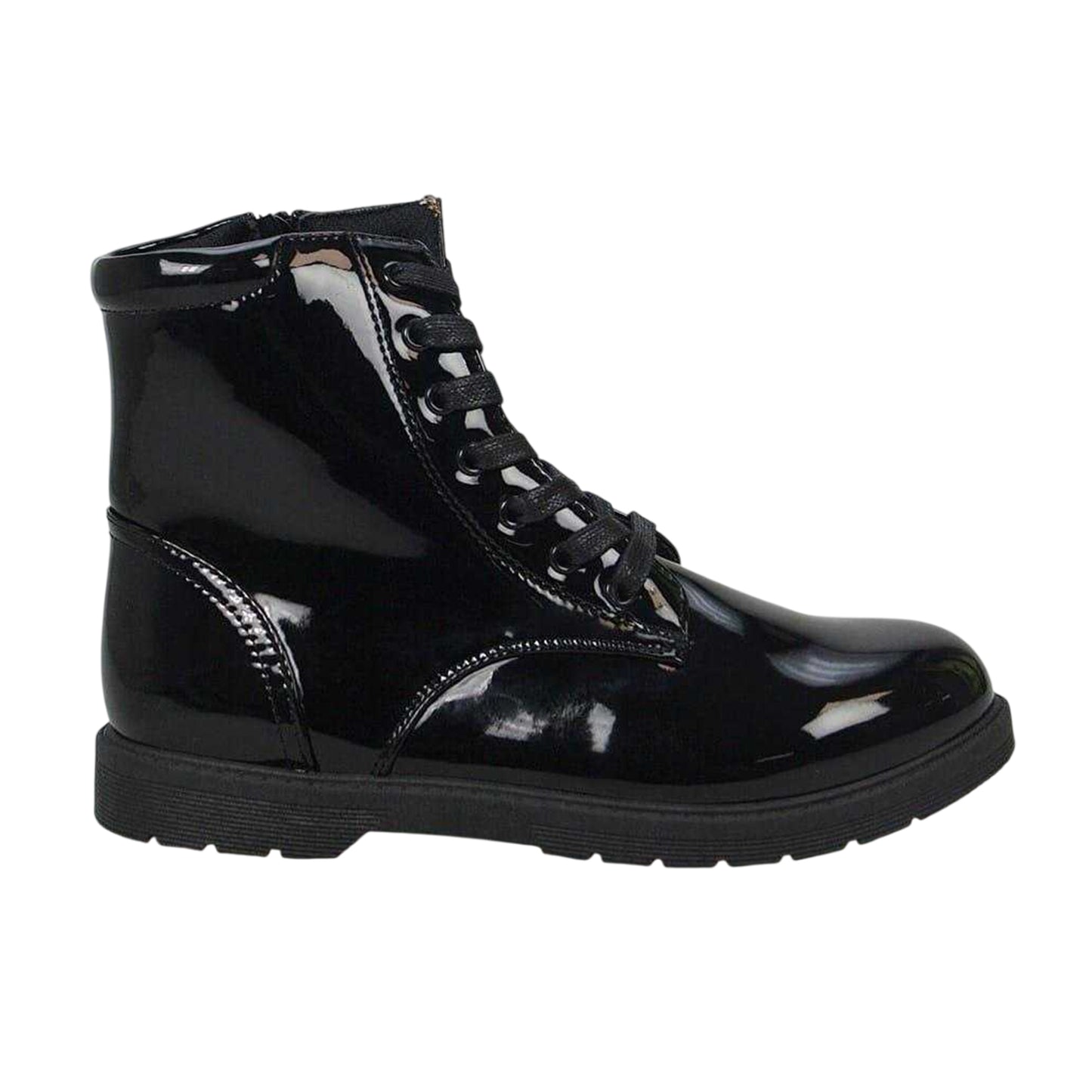 Black - Front - Buckle My Shoe Childrens-Kids Lace Up Ankle Boots