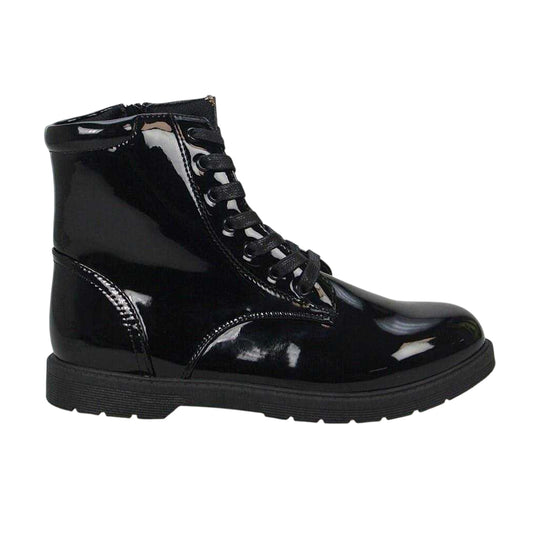Black - Front - Buckle My Shoe Childrens-Kids Lace Up Ankle Boots