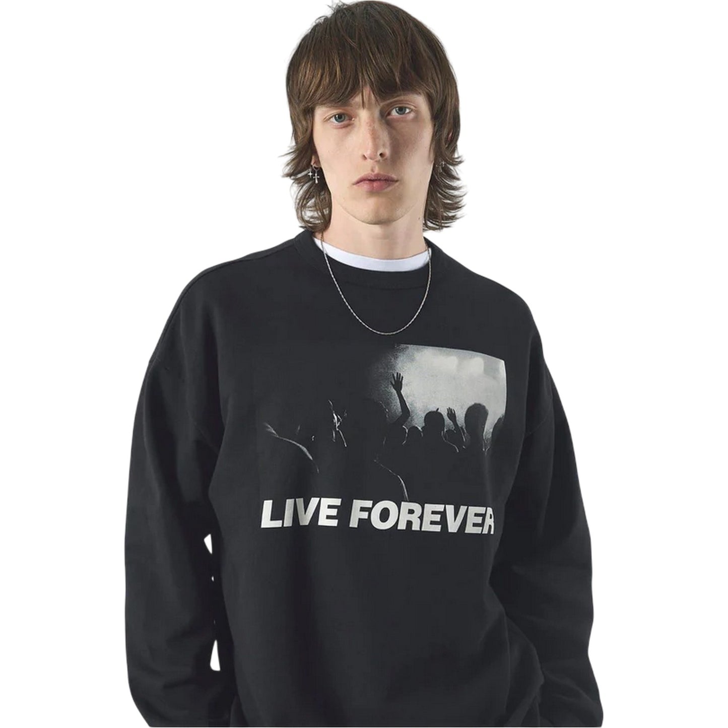 Black - Side - Pretty Green Mens Live Forever Regular Sweatshirt