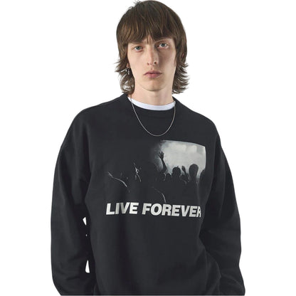 Black - Side - Pretty Green Mens Live Forever Regular Sweatshirt