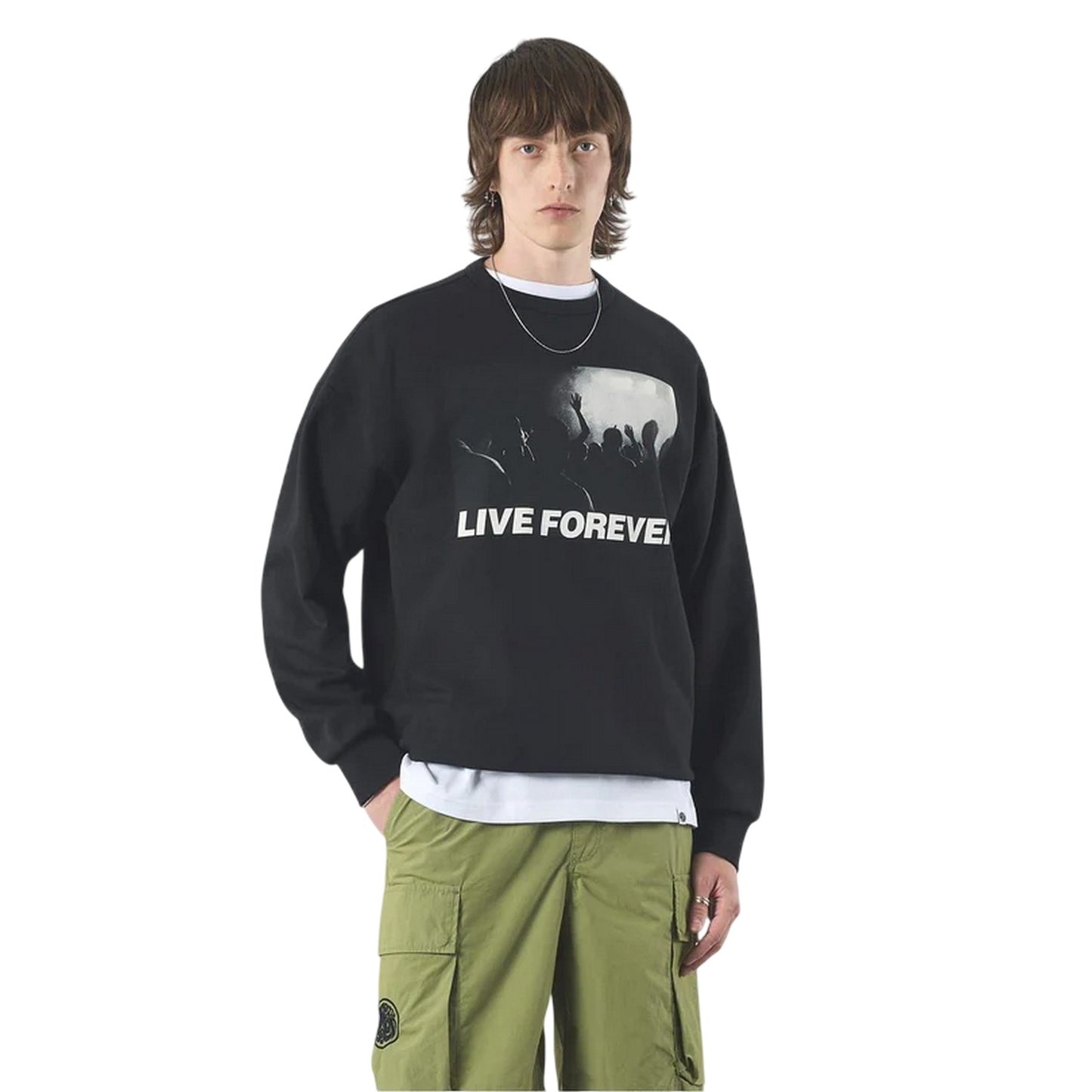 Black - Lifestyle - Pretty Green Mens Live Forever Regular Sweatshirt