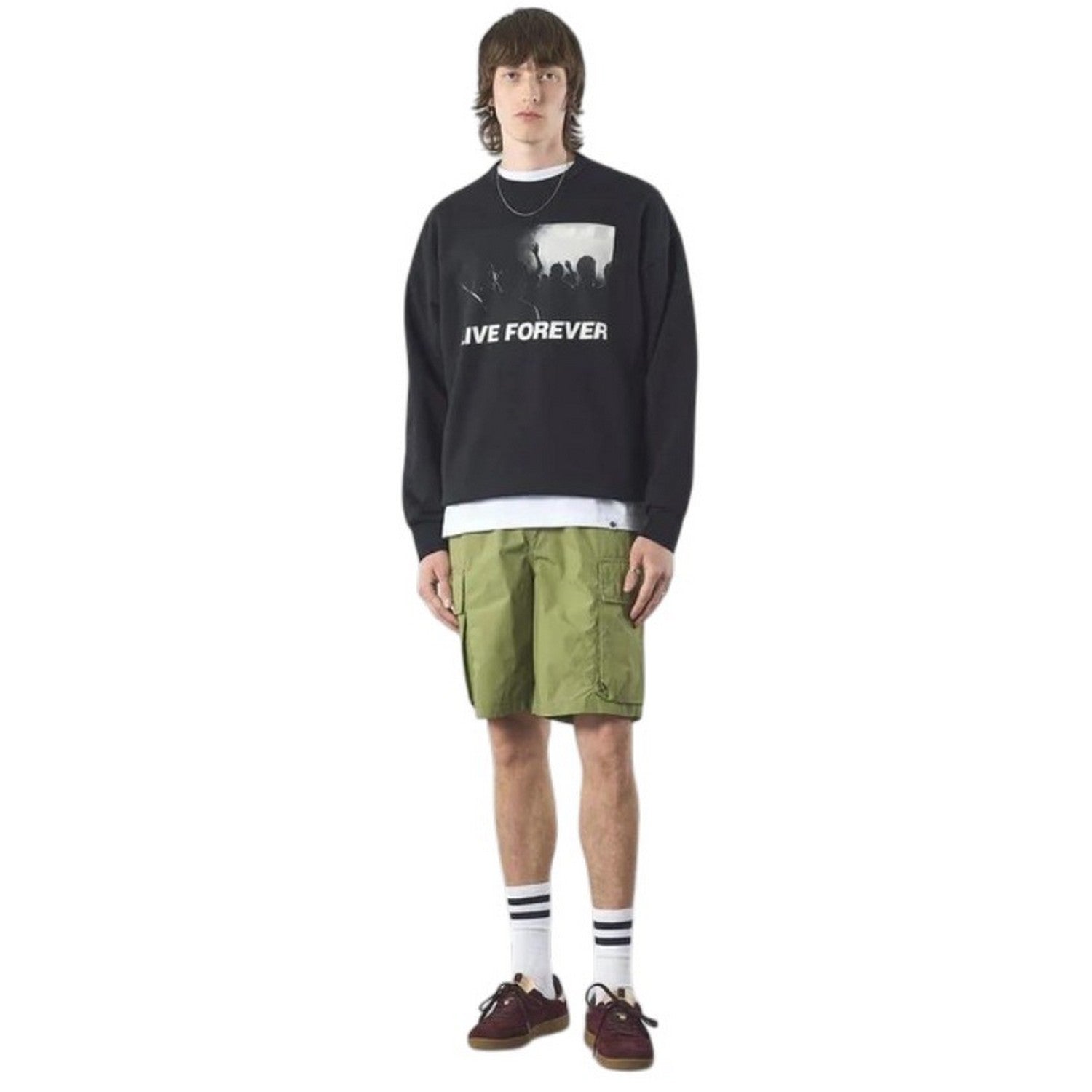 Black - Pack Shot - Pretty Green Mens Live Forever Regular Sweatshirt