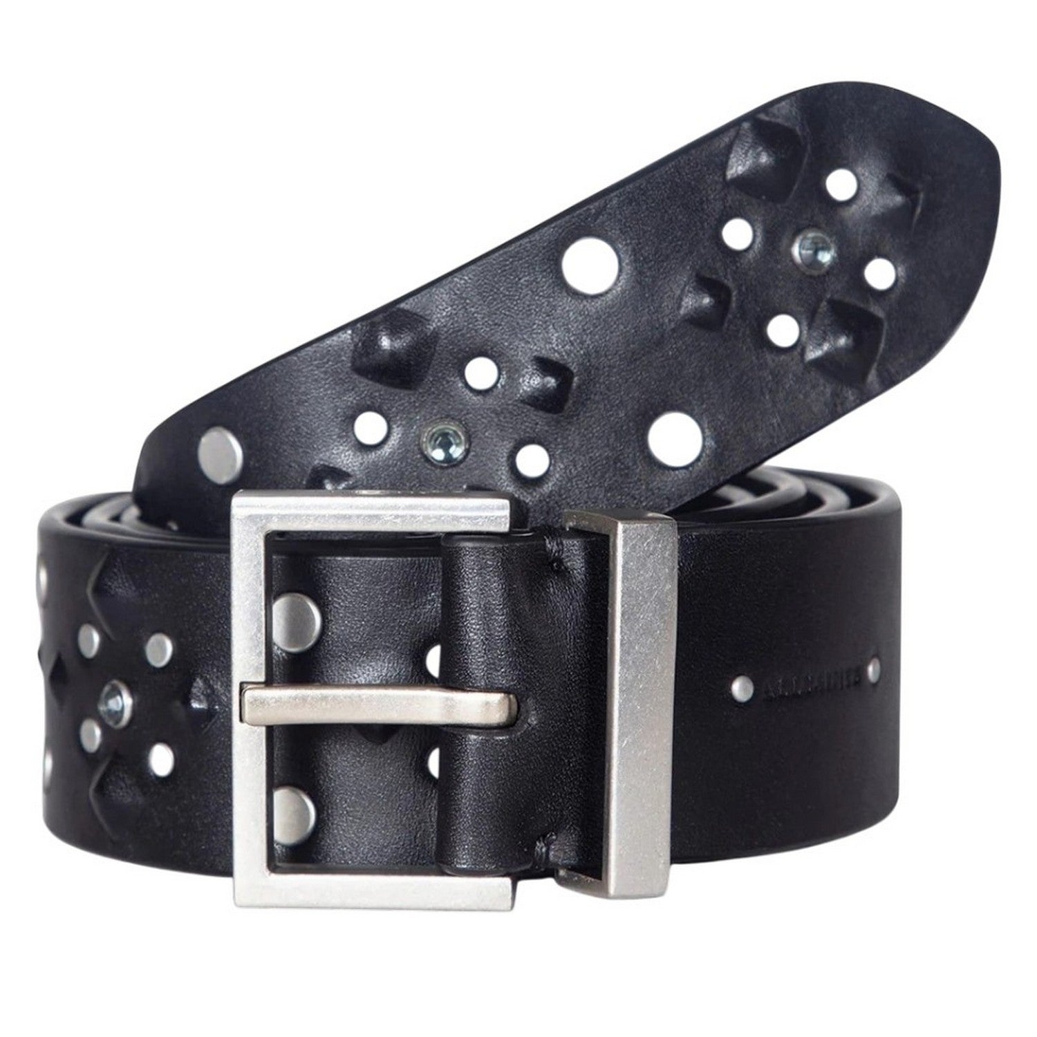 Black - Back - AllSaints Studded Leather Belt