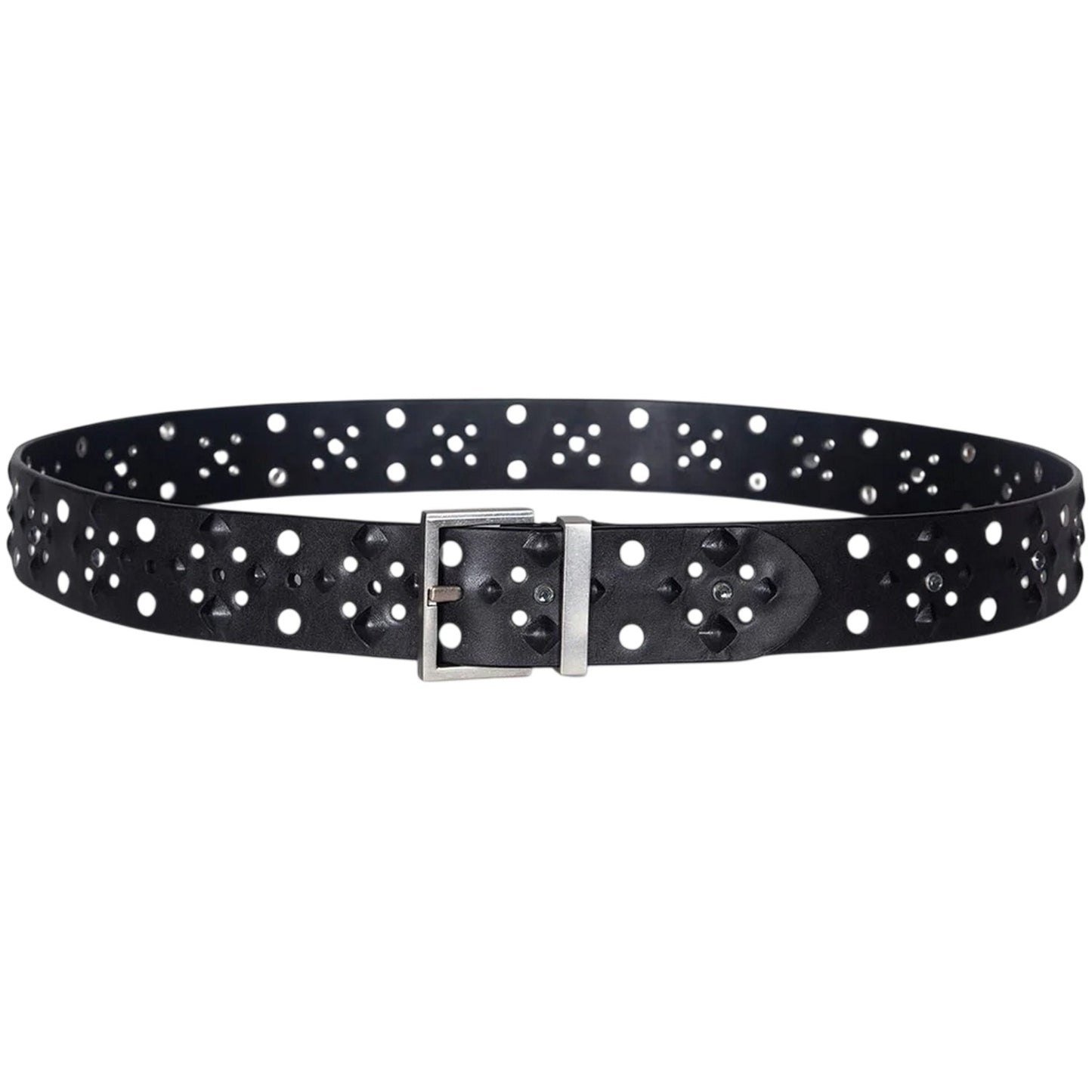 Black - Front - AllSaints Studded Leather Belt