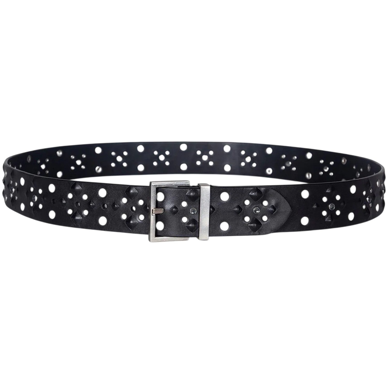 Black - Front - AllSaints Studded Leather Belt