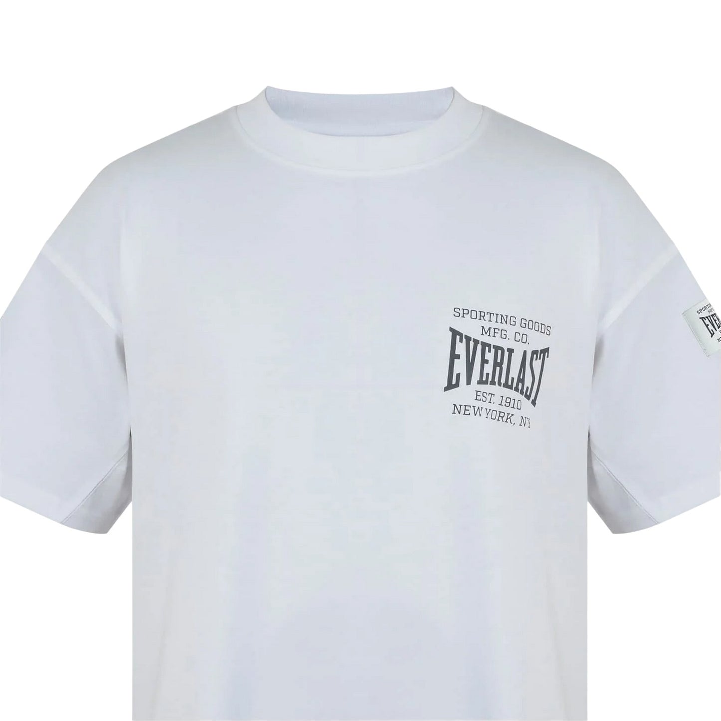 White - Side - Everlast Mens NYC Logo Crew Neck Oversized T-Shirt