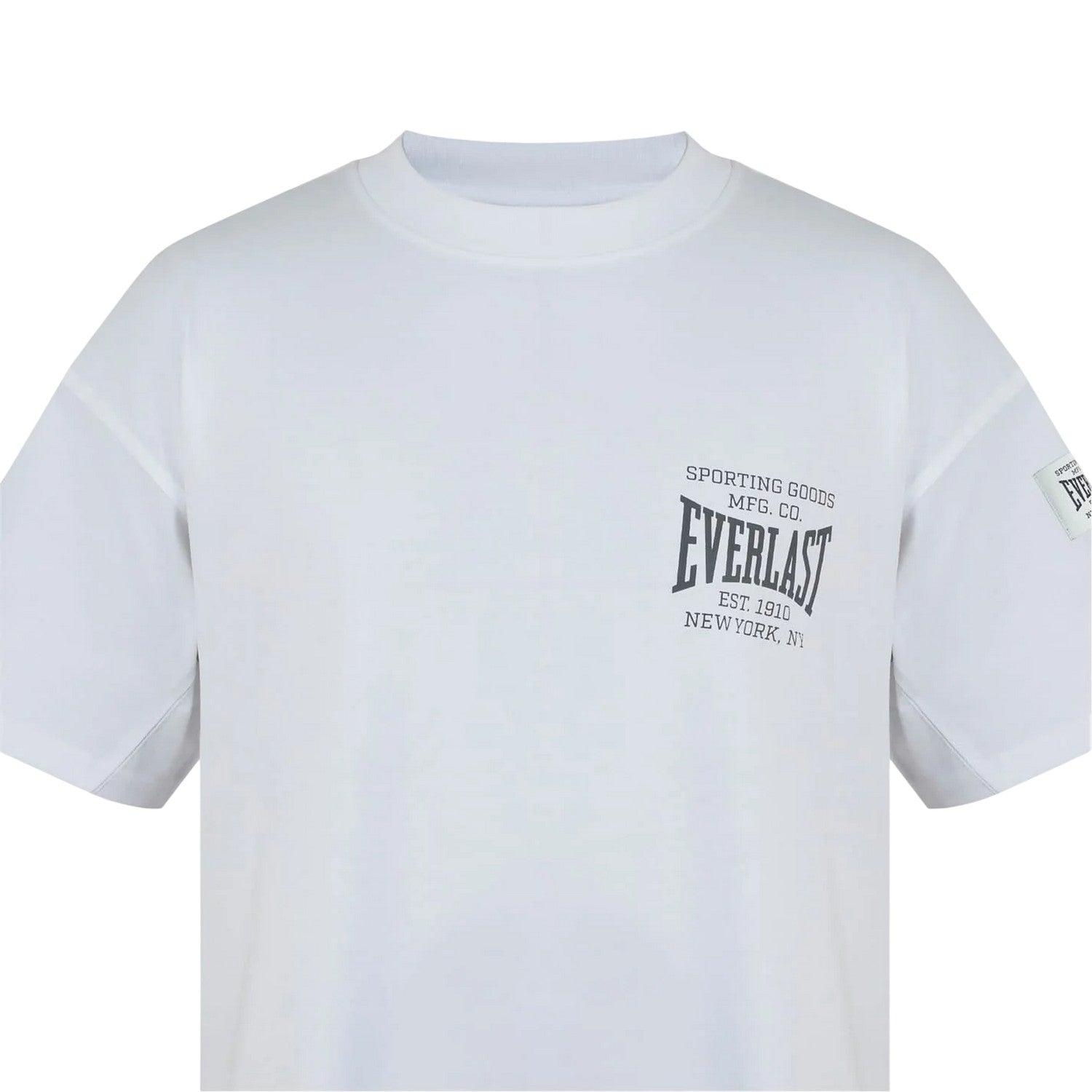 White - Side - Everlast Mens NYC Logo Crew Neck Oversized T-Shirt