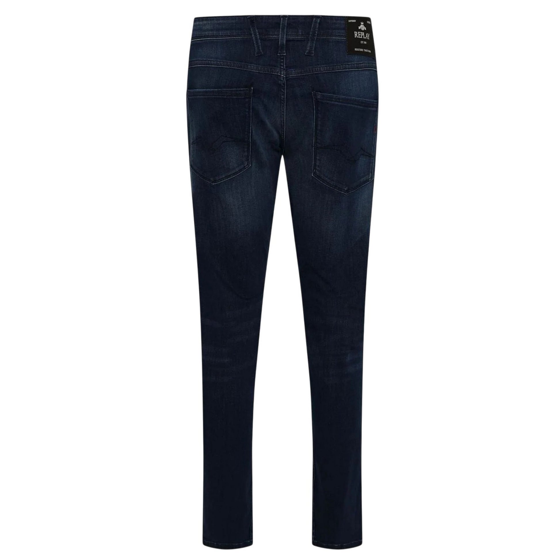 Blue - Back - Replay Mens Anbass Cotton Slim Jeans