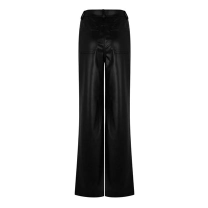 Black - Back - Jack Wills Womens-Ladies Faux Leather High Waist Trousers