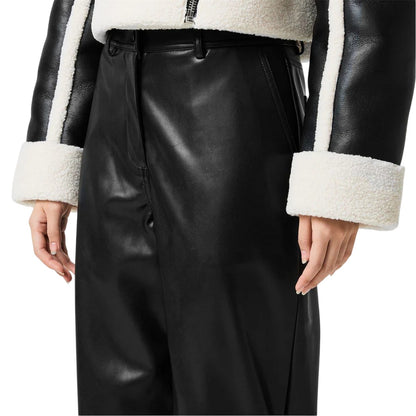 Black - Side - Jack Wills Womens-Ladies Faux Leather High Waist Trousers