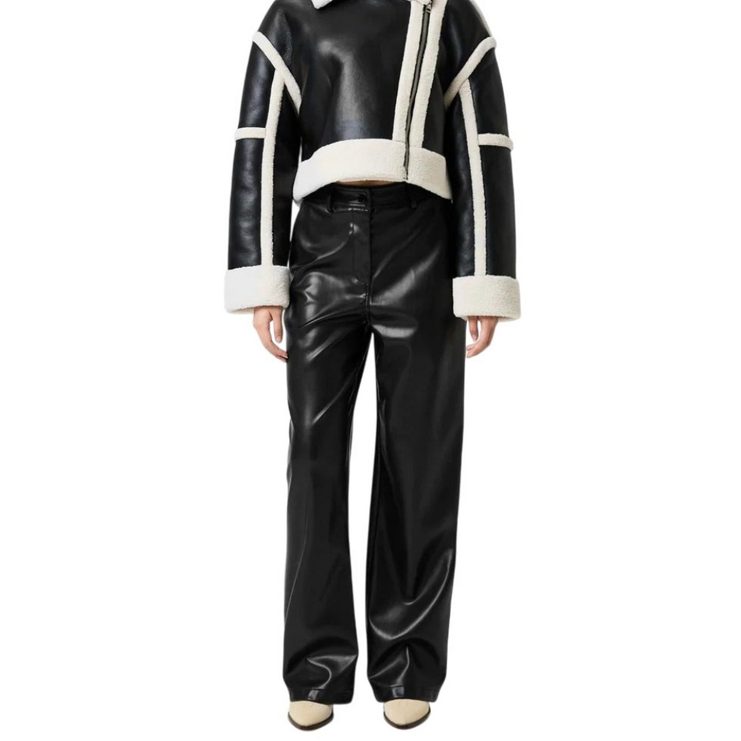 Black - Lifestyle - Jack Wills Womens-Ladies Faux Leather High Waist Trousers