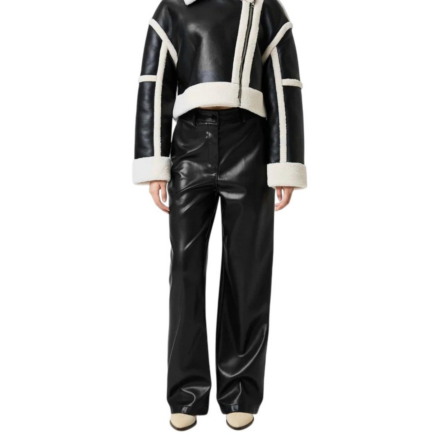Black - Lifestyle - Jack Wills Womens-Ladies Faux Leather High Waist Trousers