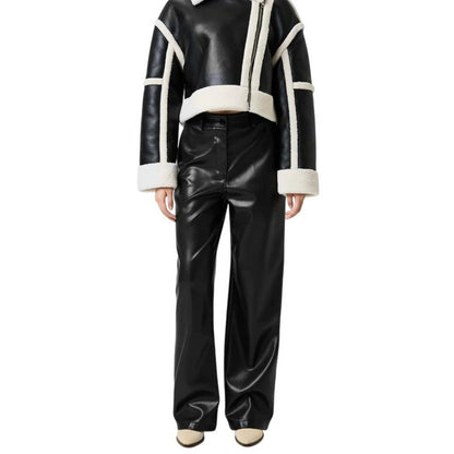 Black - Lifestyle - Jack Wills Womens-Ladies Faux Leather High Waist Trousers