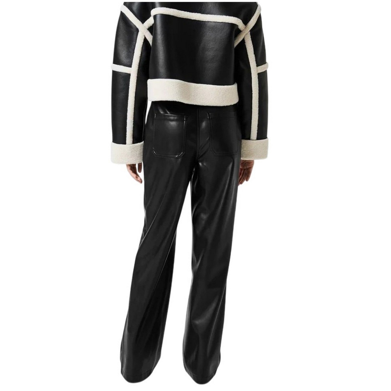 Black - Pack Shot - Jack Wills Womens-Ladies Faux Leather High Waist Trousers