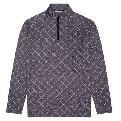 Grey - Front - Ellesse Mens Chieso Half Zip Relaxed Fit Golf Fleece Top