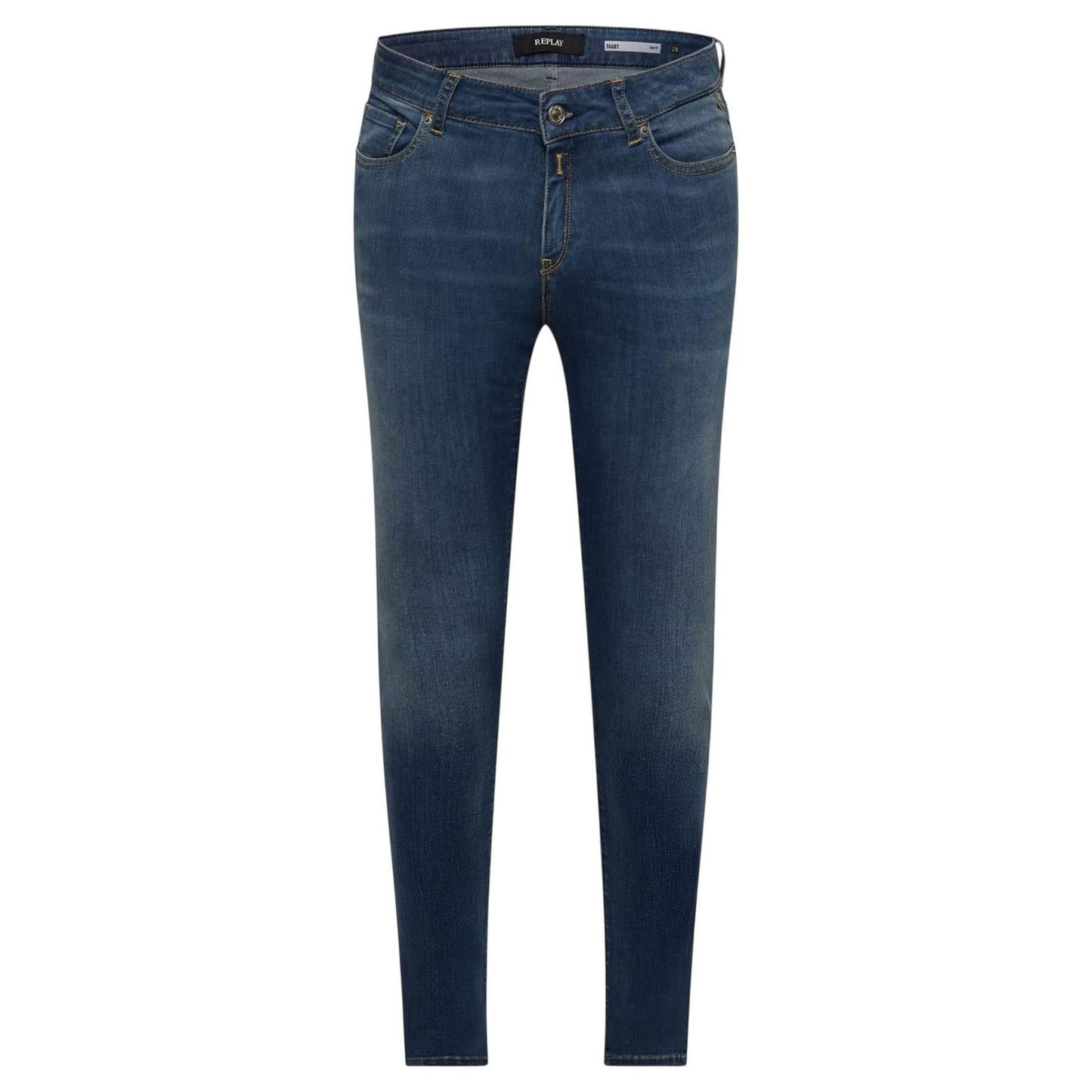 Blue - Front - Replay Womens-Ladies Anbass Cotton Slim Jeans