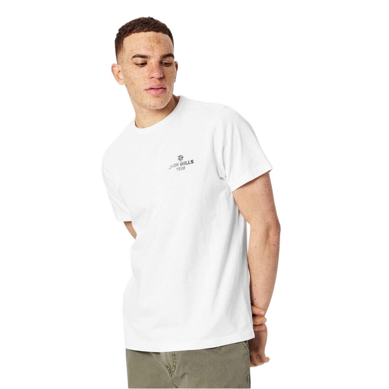 White - Lifestyle - Jack Wills Mens Reverse Printed Logo T-Shirt