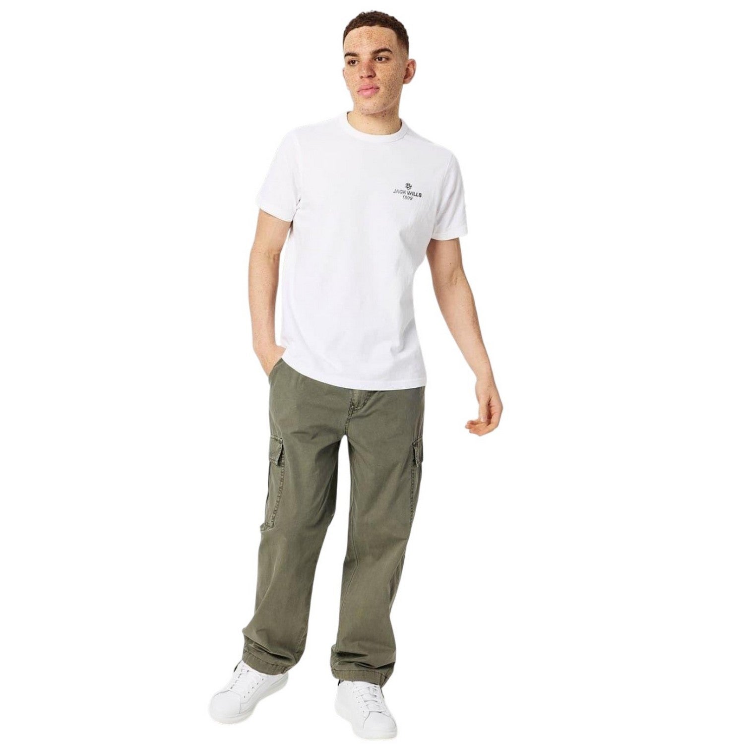 White - Pack Shot - Jack Wills Mens Reverse Printed Logo T-Shirt