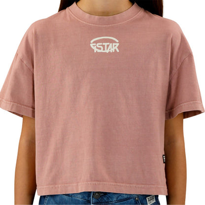 Pink - Front - G-Star Girls Text Cotton T-Shirt