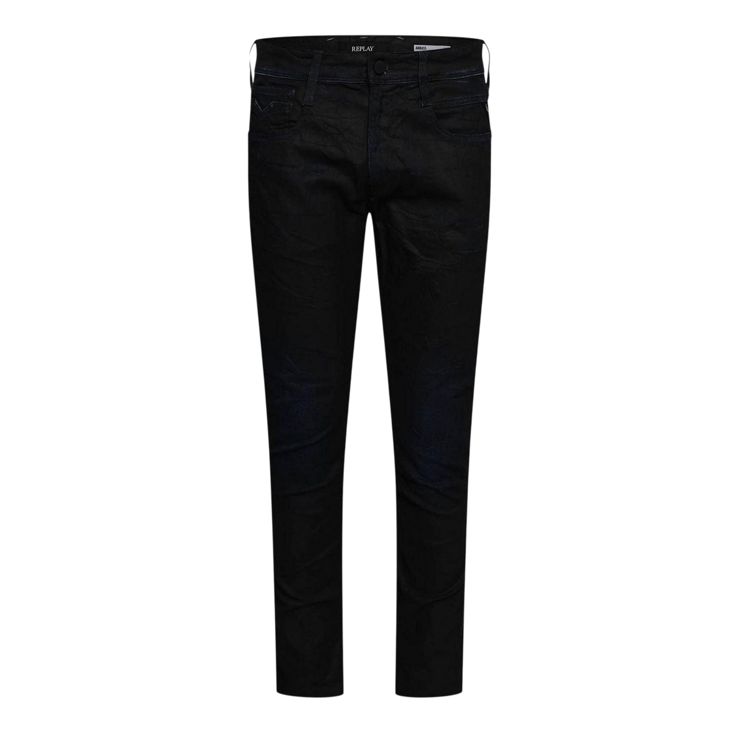 Blue - Front - Replay Mens Anbass Cotton Slim Jeans