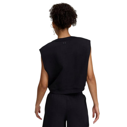 Black - Back - Under Armour Womens-Ladies Unstoppable Fleece Sleeveless Pullover