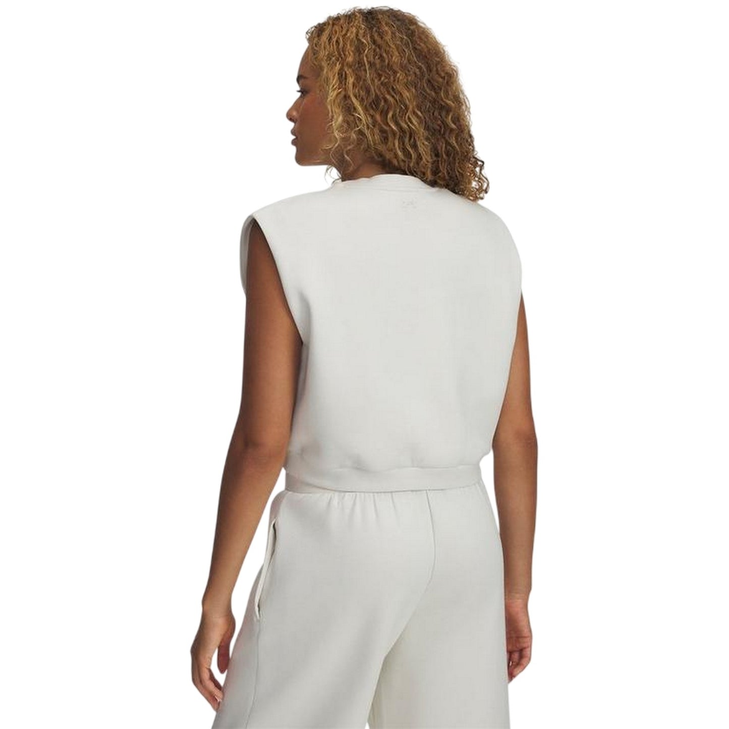 Cream - Back - Under Armour Womens-Ladies Unstoppable Fleece Sleeveless Pullover