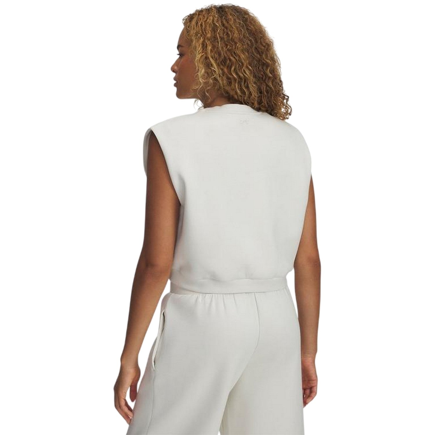 Cream - Back - Under Armour Womens-Ladies Unstoppable Fleece Sleeveless Pullover