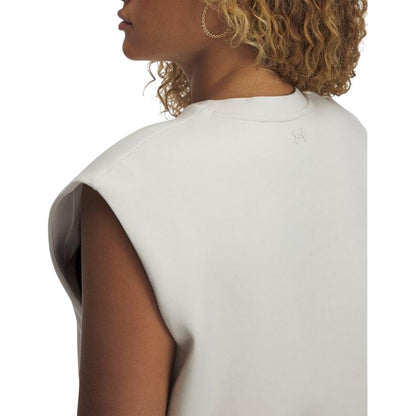 Cream - Side - Under Armour Womens-Ladies Unstoppable Fleece Sleeveless Pullover